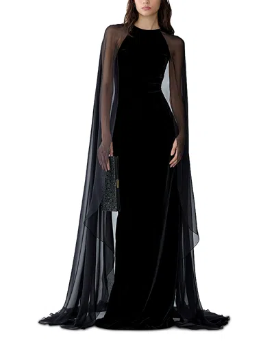 Carolina Herrera Round Neck Cape Gown In Black