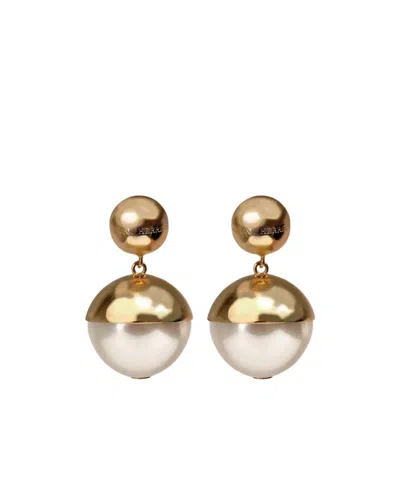 Carolina Herrera Round Pendant Earrings In Gold