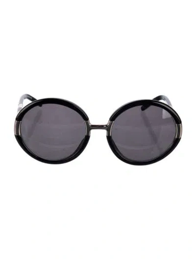 Pre-owned Carolina Herrera Round Tinted Sunglasses In Black