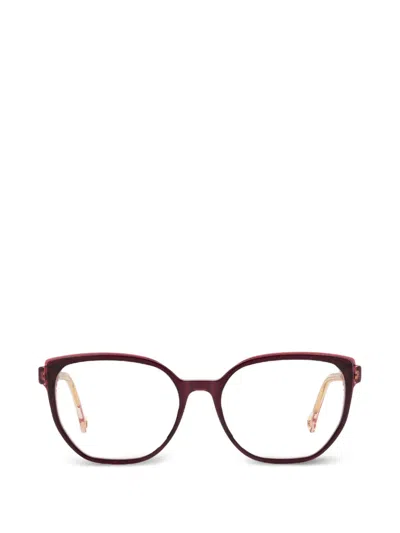 Carolina Herrera Round-frame Glasses In Burgundy