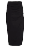 Carolina Herrera Gathered Wool-blend Crepe Midi Skirt In Black