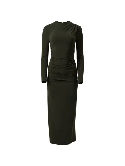 Carolina Herrera Ruched Column Maxi Dress In Green