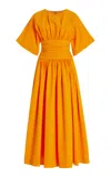 Carolina Herrera Gathered Midi Dress With Cummerbund Waist In Marigold