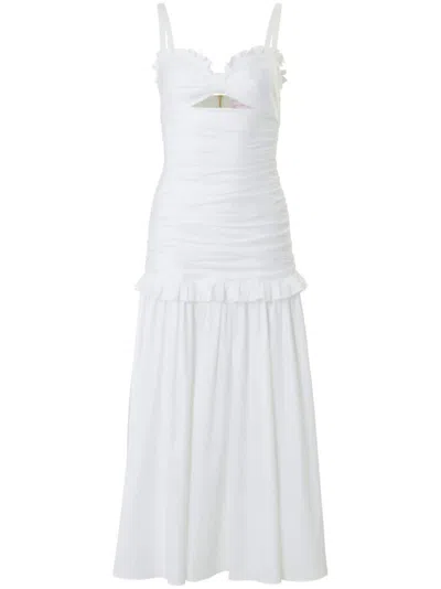 Carolina Herrera Ruffle-detailed Cotton-blend Midi Dress In White