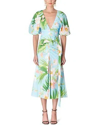 Pre-owned Carolina Herrera Ruched Front Seam Dress Women's In Blue