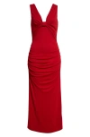 Carolina Herrera V-neck Ruched Column Dress