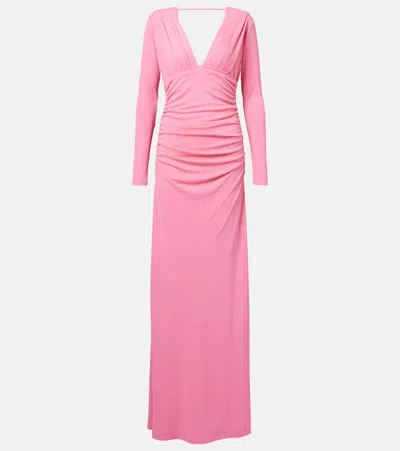 Carolina Herrera Ruched Jersey Gown In Pink