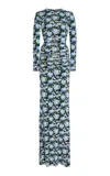 Carolina Herrera Ruched Jersey Gown In Multi