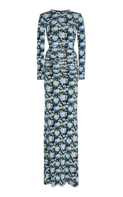 Carolina Herrera Ruched Jersey Gown In Multi