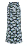 Carolina Herrera Ruched Jersey Midi Skirt In Blue