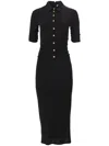 Carolina Herrera Ruched Button-front Midi Polo Dress In Black