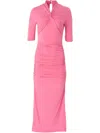 Carolina Herrera Twist Detail Ruched Body-con Jersey Dress In Pink
