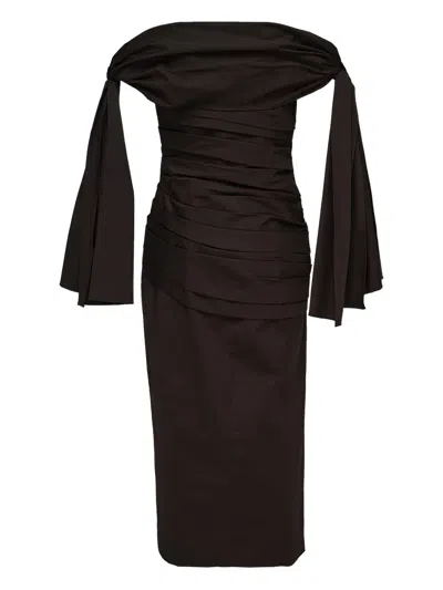 Carolina Herrera Ruched Off-shoulder Dress In Black