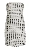 Carolina Herrera Ruched Silk Mini Dress In Black,white