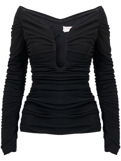CAROLINA HERRERA RUCHED U-NECK TOP