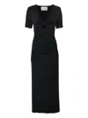 Carolina Herrera Elbow-sleeve Ruched Maxi Dress In Black