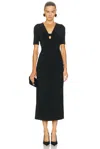 Carolina Herrera Ruched V-neck Midi Dress In Black