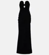 Carolina Herrera Strapless Ruched Layered Velvet Gown In Black