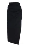 Carolina Herrera Ruched Wool-blend Midi Skirt In Black