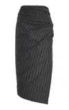 Carolina Herrera Ruched Wool-blend Midi Skirt In Dark Grey