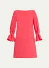 Carolina Herrera Ruffle-cuff Shift Dress In Azalea