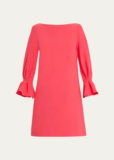Carolina Herrera Ruffle-cuff Shift Dress In Azalea
