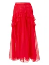 Carolina Herrera Ruffle-detailed Midi Skirt In Red
