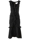 Carolina Herrera Ruffled Cotton-blend Midi Dress In Black