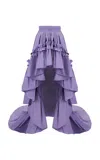 Carolina Herrera Ruffle-hem Tech Taffeta High-low Skirt In Purple