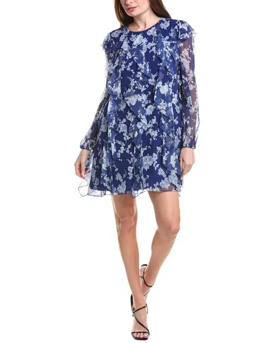 Carolina Herrera Ruffle Silk Mini Dress In Blue