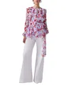 Carolina Herrera Ruffle Silk Top In Blue