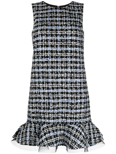 CAROLINA HERRERA RUFFLE TWEED SHIFT MINIDRESS