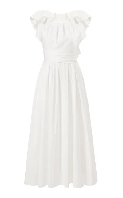 Carolina Herrera Ruffled Cotton Dress In White