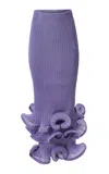 Carolina Herrera Ruffled  Fine Rib Knit Skirt In Purple