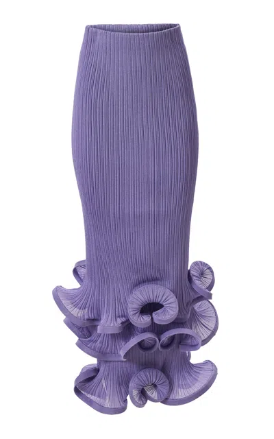 Carolina Herrera Ruffled  Fine Rib Knit Skirt In Purple