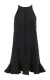 Carolina Herrera Ruffled-hem Bi-stretch Wool Tailored Mini Dress In Black