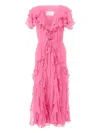 Carolina Herrera Ruffled Midi Dress In Pink