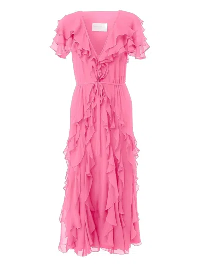 Carolina Herrera Ruffled Midi Dress In Pink