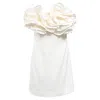 Carolina Herrera Ruffled Mini Strapless Dress In White Silk Crepe In White