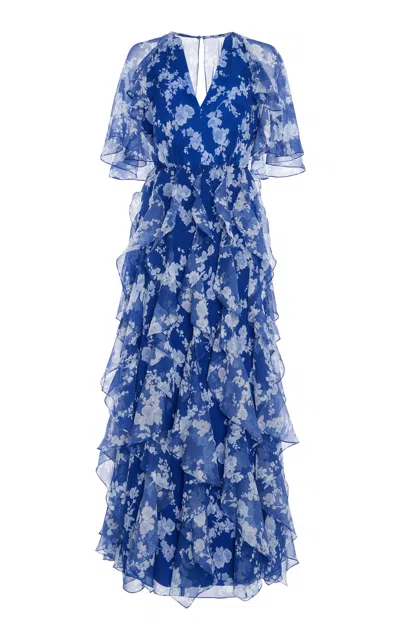 Carolina Herrera Ruffled Silk Chiffon Maxi Dress In White