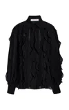 Carolina Herrera Ruffled Silk Double Georgette Shirt In Black