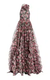 Carolina Herrera Ruffled Silk Gown In Multi