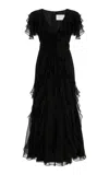 Carolina Herrera Ruffled Silk Midi Dress In Black