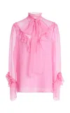 Carolina Herrera Ruffled Silk Top In Pink