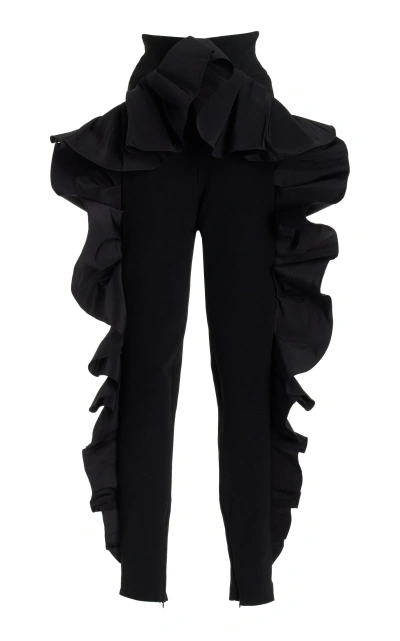 Carolina Herrera Ruffled Skinny Pants In Black