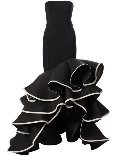 Carolina Herrera Ruffled Strapless Gown In Black