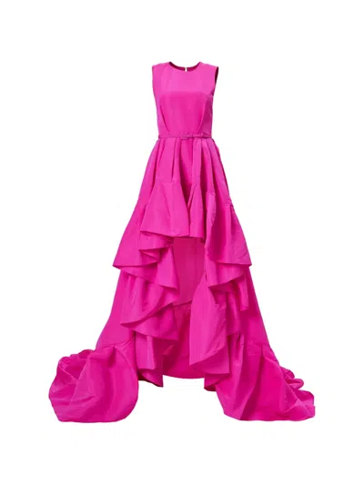 Carolina Herrera Ruffle-hem High-low Gown In Pink