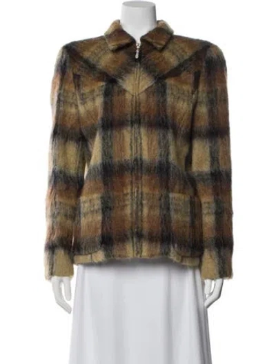 Pre-owned Carolina Herrera Saks Fifth Avenue Mohair Faux Fur Jacket In Neutral