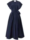 Carolina Herrera Sash-belt Silk Maxi Dress In Blue