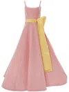 Carolina Herrera Scoop-neck Waist-sash Sleeveless Full Gown In Pink